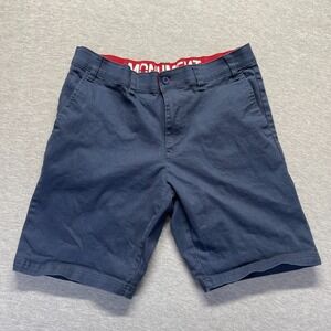 Monument Chino Shorts Mens 34 Navy Blue Logo Cotton Slash Pockets Casual Wear